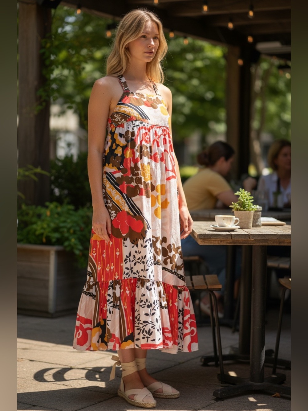 J. Crew Midi Sundress Magnificent Floral Print Boho Ruffle Cotton Colorful 10